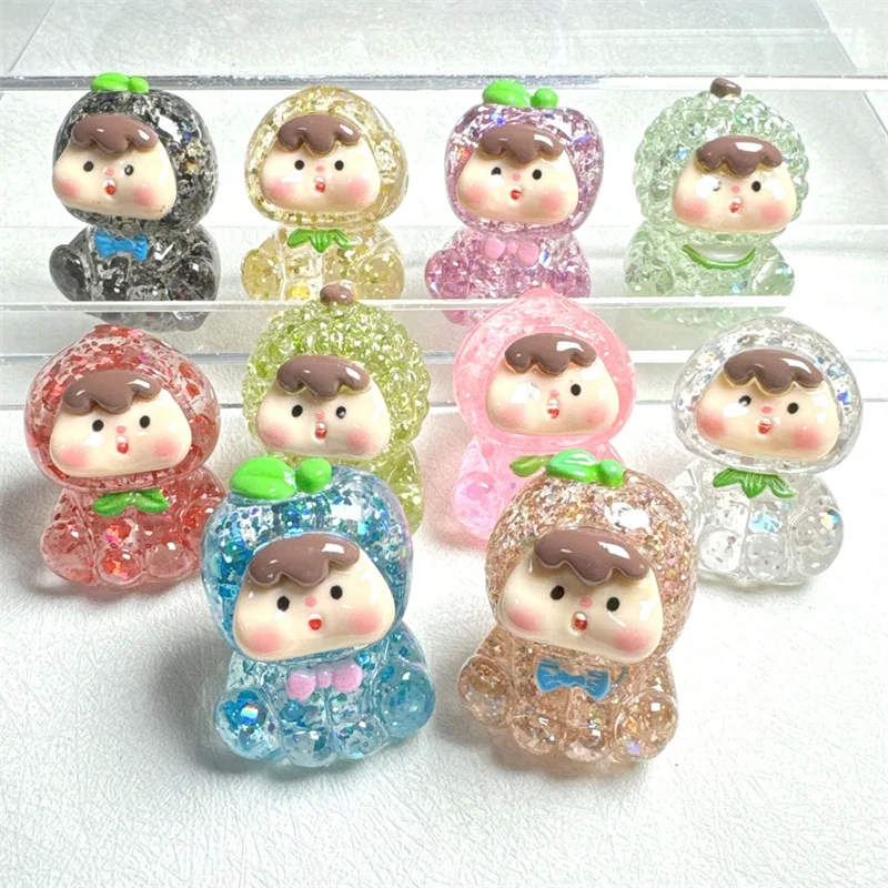 Transparent Sequin Fruit Girl Little Ornament Resin Accessories Desktop Decorative Toys Ornaments