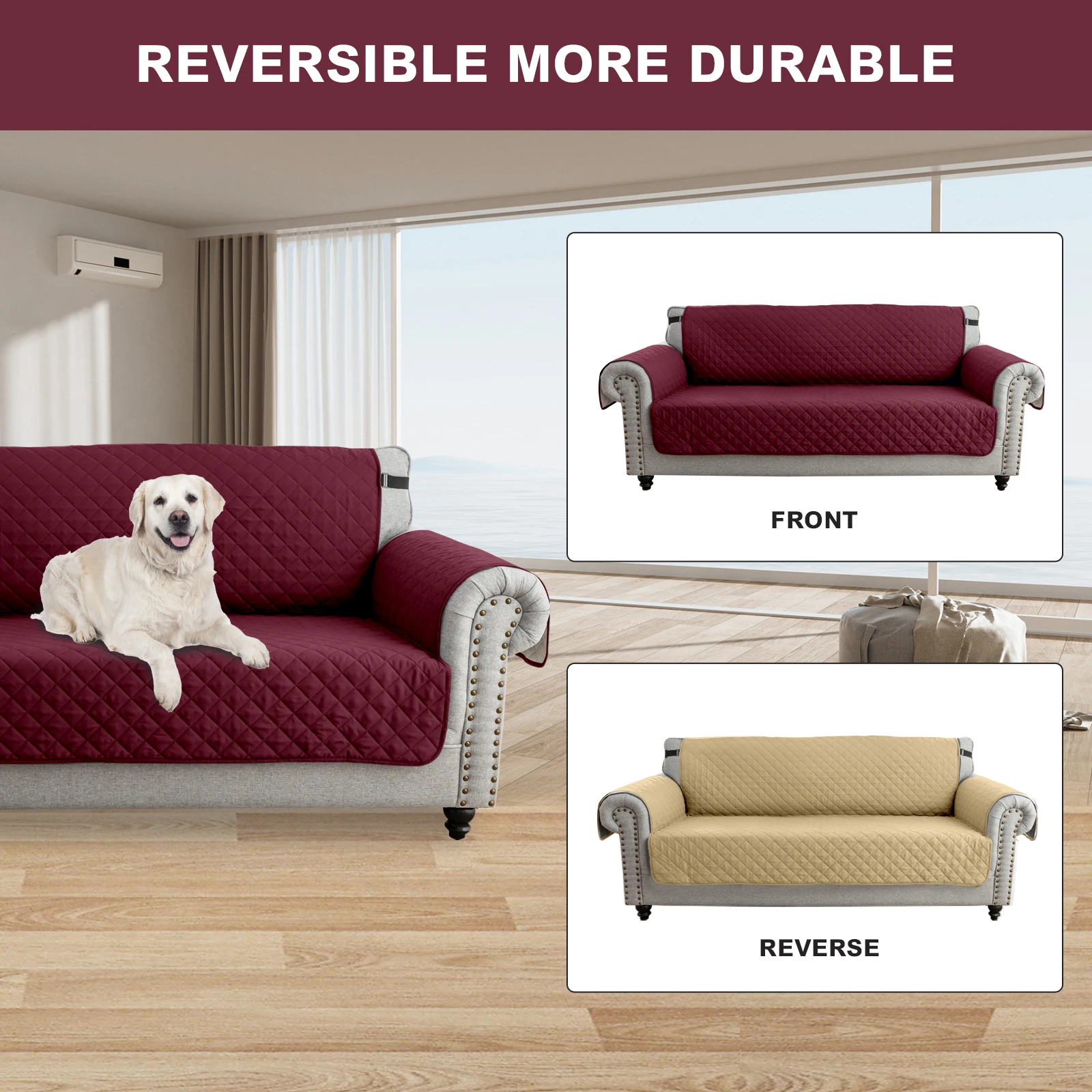 1pc Waterproof Sofa Cover Quilted Anti-wear Couch Cover for Dog Pet Kids Recliner Armchair Furniture 1/2/3/4 Seater Protect