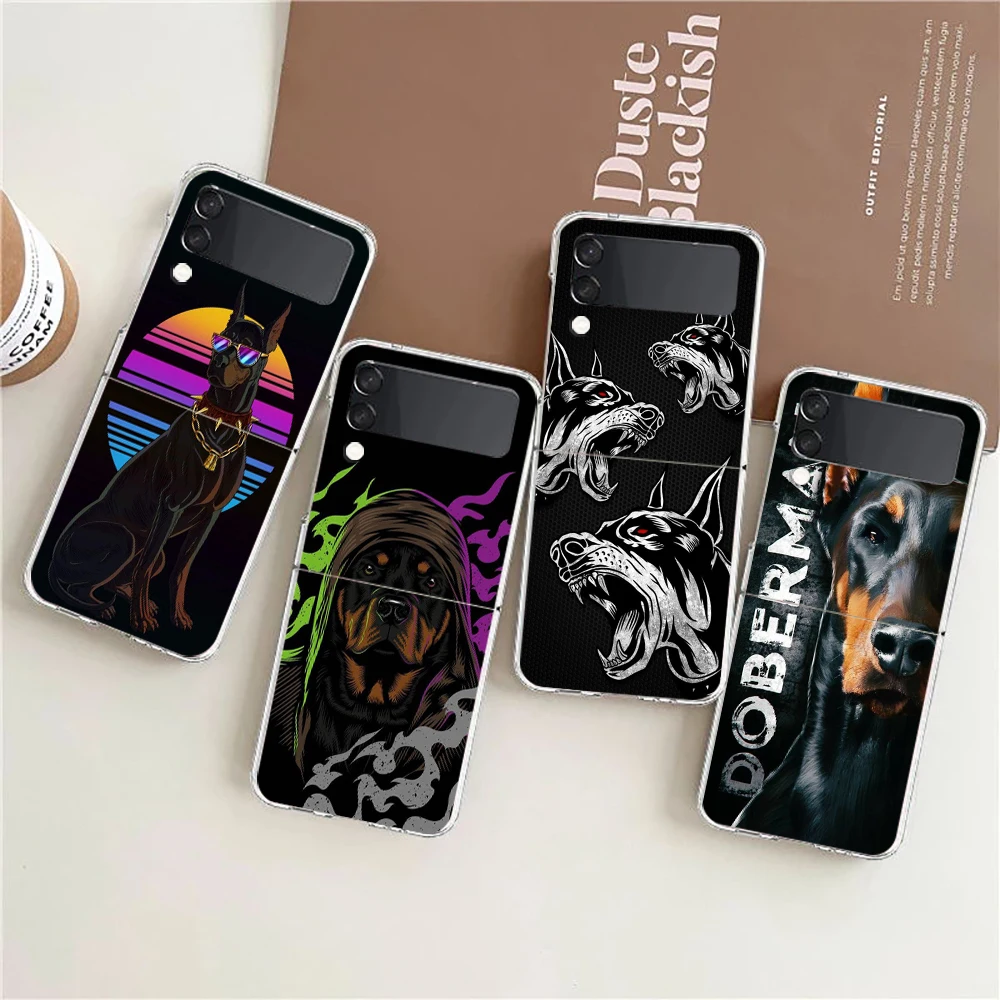 Doberman Dog Hard PC Phone Case For Samsung Galaxy Z Flip 4 5 6 Black Cover For Galaxy Z Flip 3 Foldable Shockproof Cases Capas