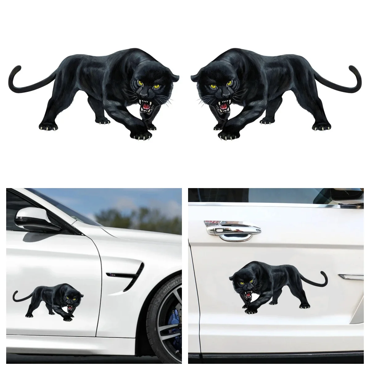 

Animal Black Panther Roaring Car Sticker Personality Waterproof Vinyl Decals Refrigerator Laptop Windshield Car Accessories