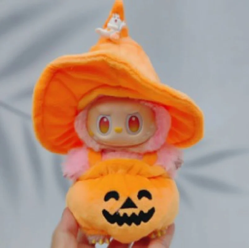Kostum Labubu 17cm Terbaru Laris Manis, Kostum Labu Halloween, Dekorasi Natal, Figur Vinyl, Hadiah Kostum