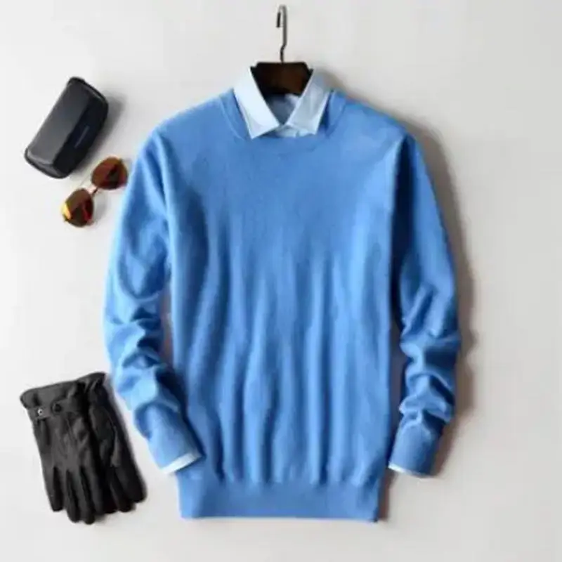 Cashmere Cotton Blend Pullover Men Sweater 2024 Autumn Winter Classic Solid Color Jersey Hombre Pull Homme Man Knitted Sweaters