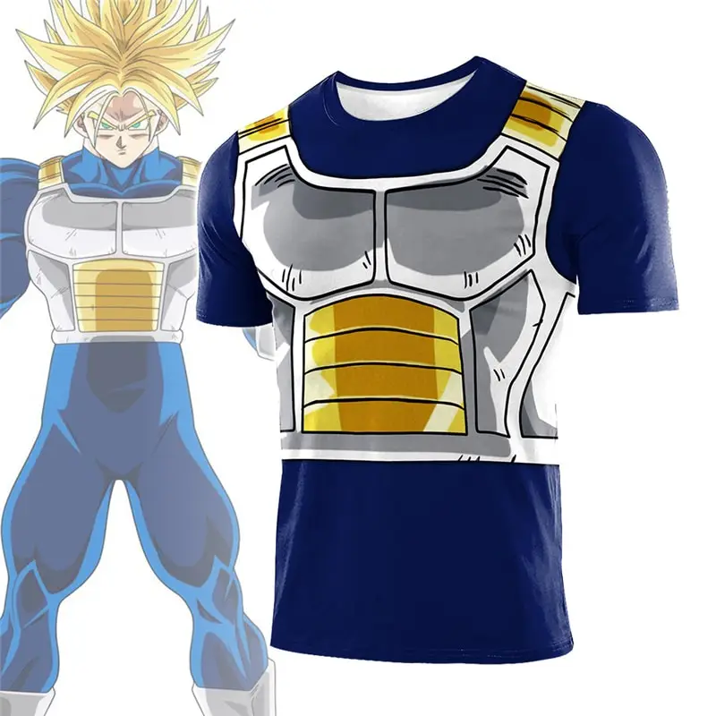 

Компрессионные рубашки Dragon Ball для взрослых и детей, трикотажные изделия для косплея Super Saiyan Vegeta, летние футболки с 3D принтом в стиле аниме, топ для спортзала