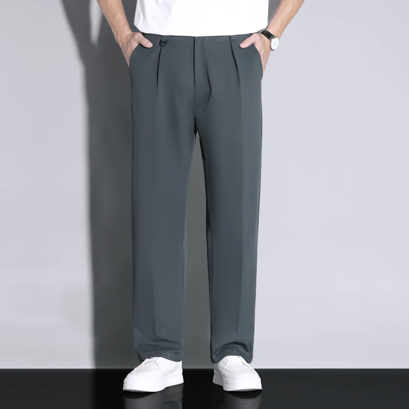 New Men Gray Suit Pants Fashion Casual Classic Style Slim Fit Soft Trousers Male Business Brand Advanced Stretch Dress Pants Man