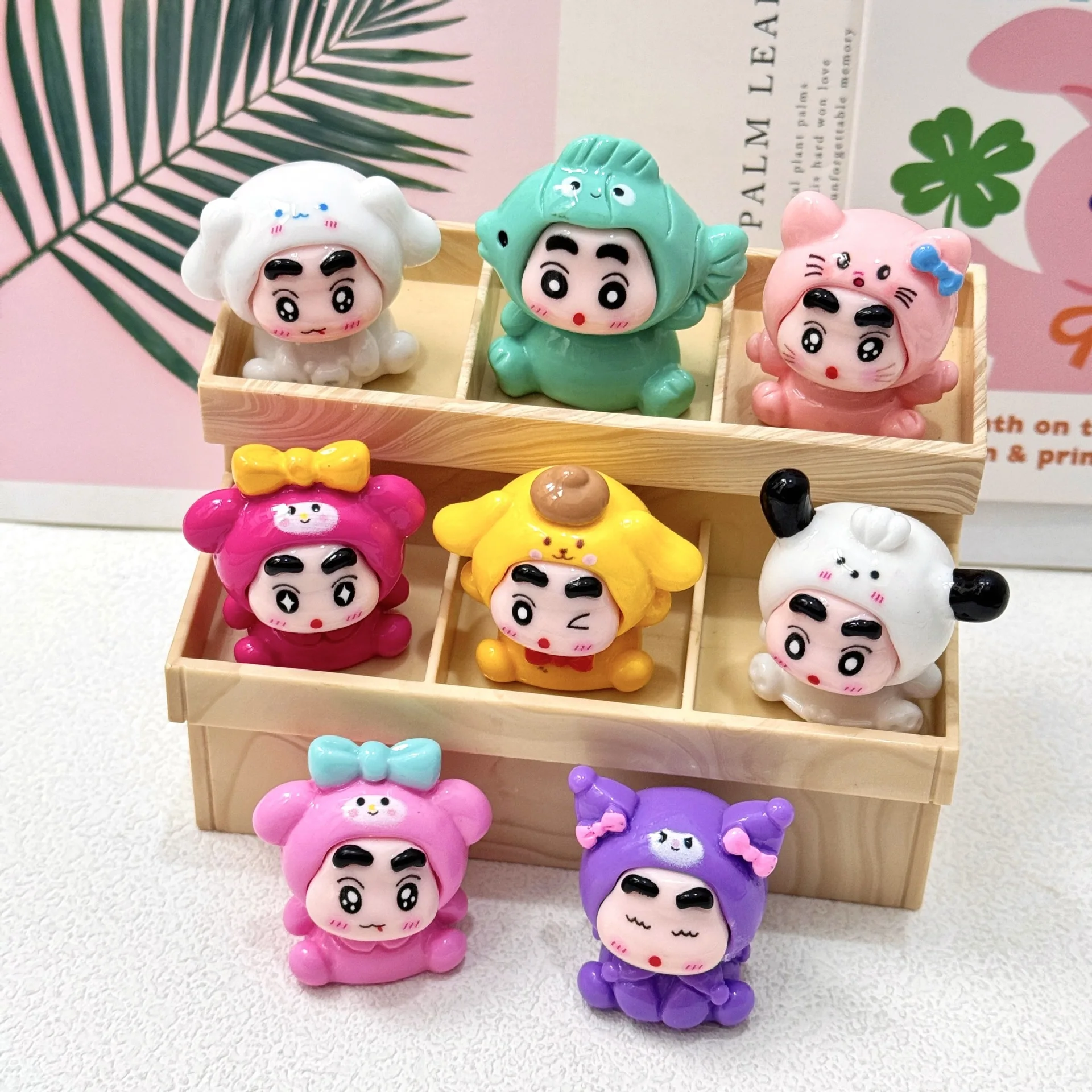 8 Stück Kawaii Harz DIY Mini-Figuren Schlüsselanhänger Niedliche Cartoon-Anhänger Taschenanhänger Auto-Dekoration Heim-Desktop-Ornament