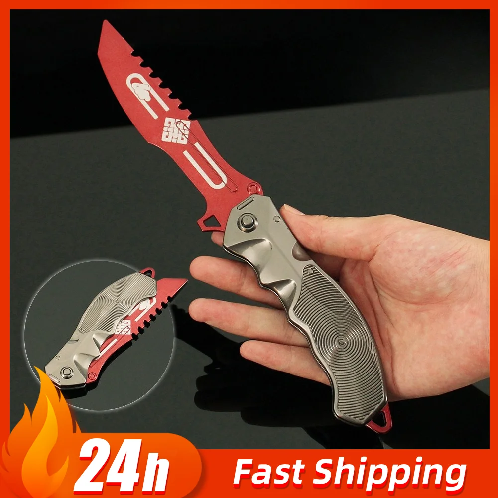 22 ซม.ARENA BREAKOUT: INFINTE กระต่ายมีดพับโลหะรุ่น Replica เกม Prop ทหาร Tainning มีดคอสเพลย์ความปลอดภัยของเล่นเด็ก