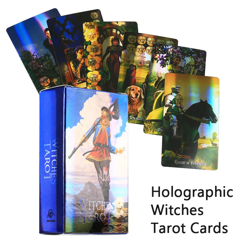 Holographic Rider Waite Tarot Cards Laser Thin Film Divination Fate Forecasting Prophecy Witch Card Games Toys Fortune Teller