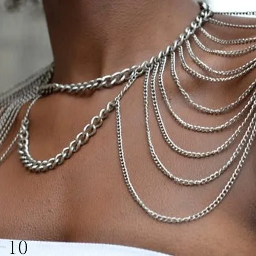 

SL European street auction popular double shoulder necklace, platform hot-selling body chain women's jewelry