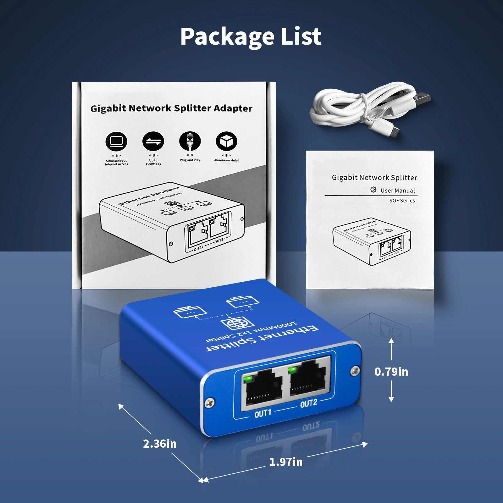 STEAMEMO-Mathiateur de réseau 1 à 2 Gigabit, adaptateur Ethernet, prolongateur de câble réseau Internet, connecteur Rj45 pour PC, TV Box, routeur