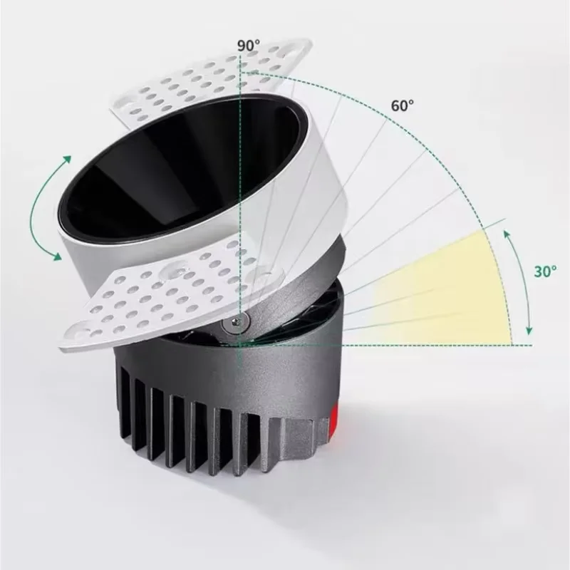 عكس الضوء الحافة أقل الأضواء جزءا لا يتجزأ من الذرة cob المضادة للوهج المنزلية حافة ضيقة LED ضوء السقف النازل 9W12W15W AC96-240V