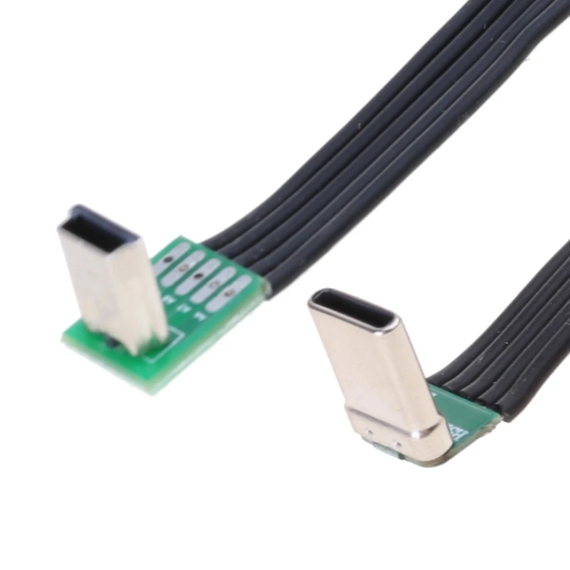 90 Degree Type C To USB Flat Silicone Cable With Angled Ends for Cameras and Gaming Consoles 87HC