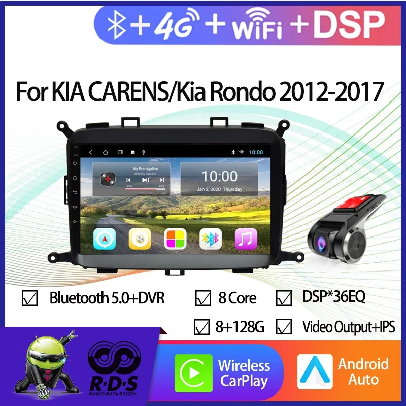 6G+128G Android Car GPS Navigation For KIA CARENS/Kia Rondo 2012-2017 Multimedia Radio With Mirror Link BT Wifi 4G CARPLAY