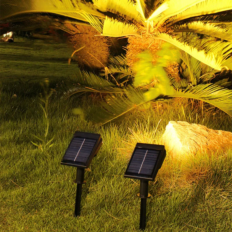 أضواء كاشفة تعمل بالطاقة الشمسية مع حامل أرضي/حائط، وإضاءة مناظر طبيعية LED تشغيل/إيقاف تلقائي لأشجار الحديقة #6