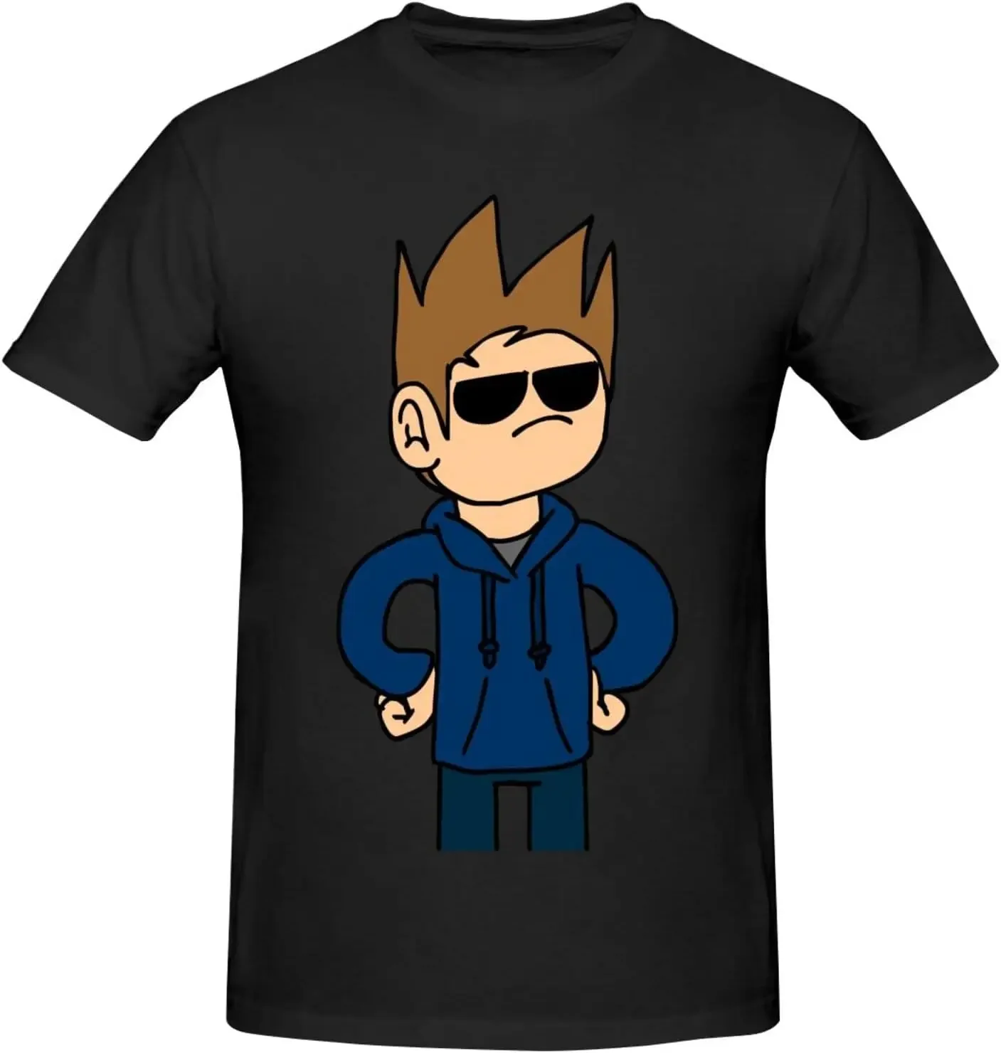 EddsWorld Рубашка Tom Anime футболки с коротким рукавом для мужчин, классический черный повседневный с круглым вырезом