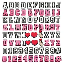 26-37Pcs Hot Selling Pink and Black White Letter Icon Shoe Charms PVC Shoes Decoration For Clog Sandal charms Buckle Accessories