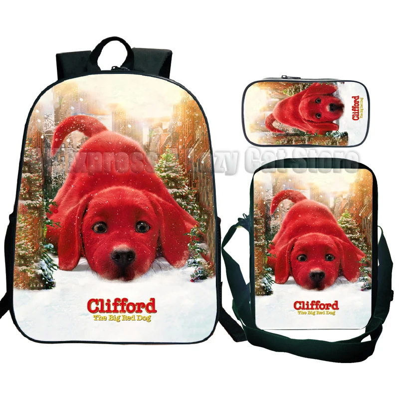 Clifford the Big Red Dog School Bags 3pcs Children's Boy School Bag For Teenage Kids Backpack Anime Travel Rucksack