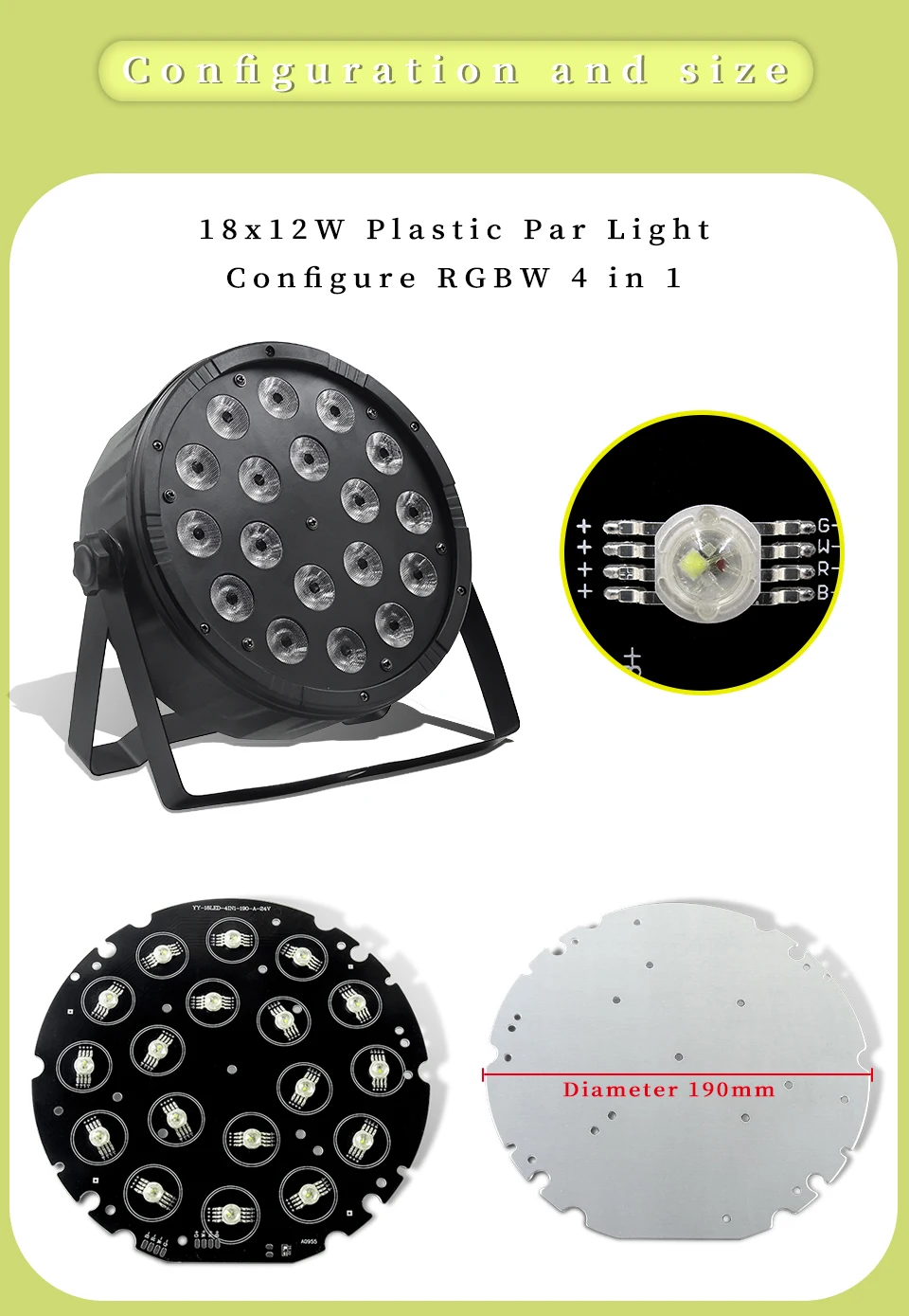 Bühnenlicht-Reparaturteile, 18 x 18 W, RGBWA UV 6in1/18X12W RGBW 4in1/18X12W RGBWA 5in1 wasserdichte oder Aluminium-Bühnenlicht-LED-Platine – Detail 4