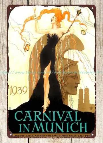 EHRENBERGER, Ludwig Lutz. Carnival in Munich, 1939 metal tin sign wall hanging