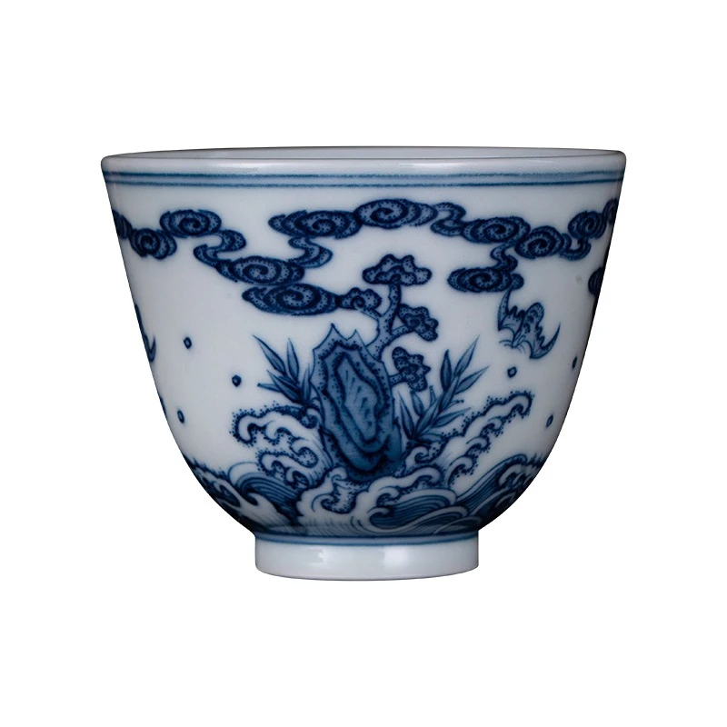 

Porcelain antique blue and white firewood kiln Fushan Shouhai master cup ceramic tea cup single