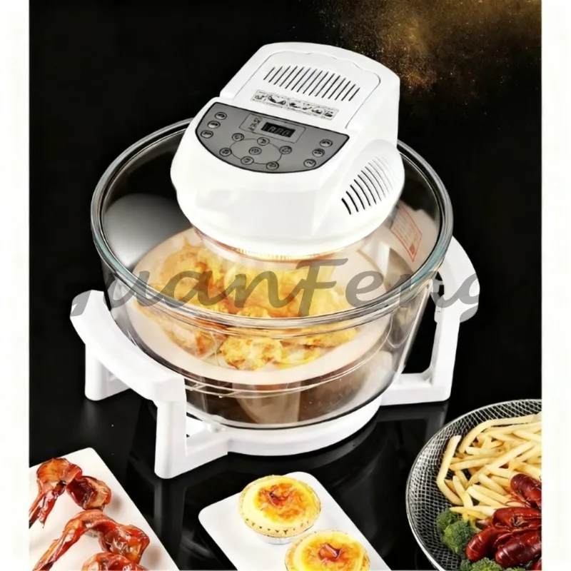 12L 17L Large Visible Glass Air Fryer Oven No-Oil Smokeless Hot Wave Convection Roaster for Home Kitchen Baking Grilling  Frying