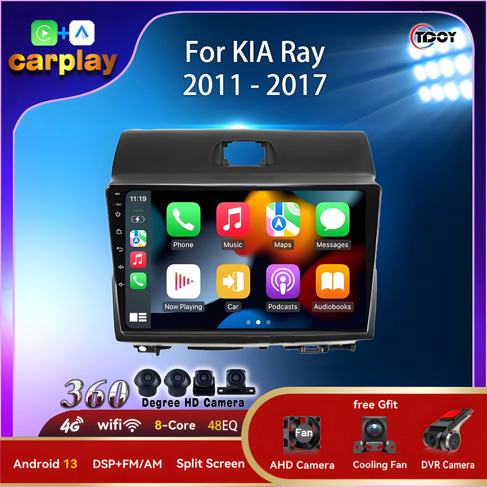 راديو السيارة لكيا راي 2011-2017 مشغل وسائط متعددة السيارات 2Din أندرويد Carplay أندرويد السيارات بلوتوث ستيريو فيديو لاسلكي #1