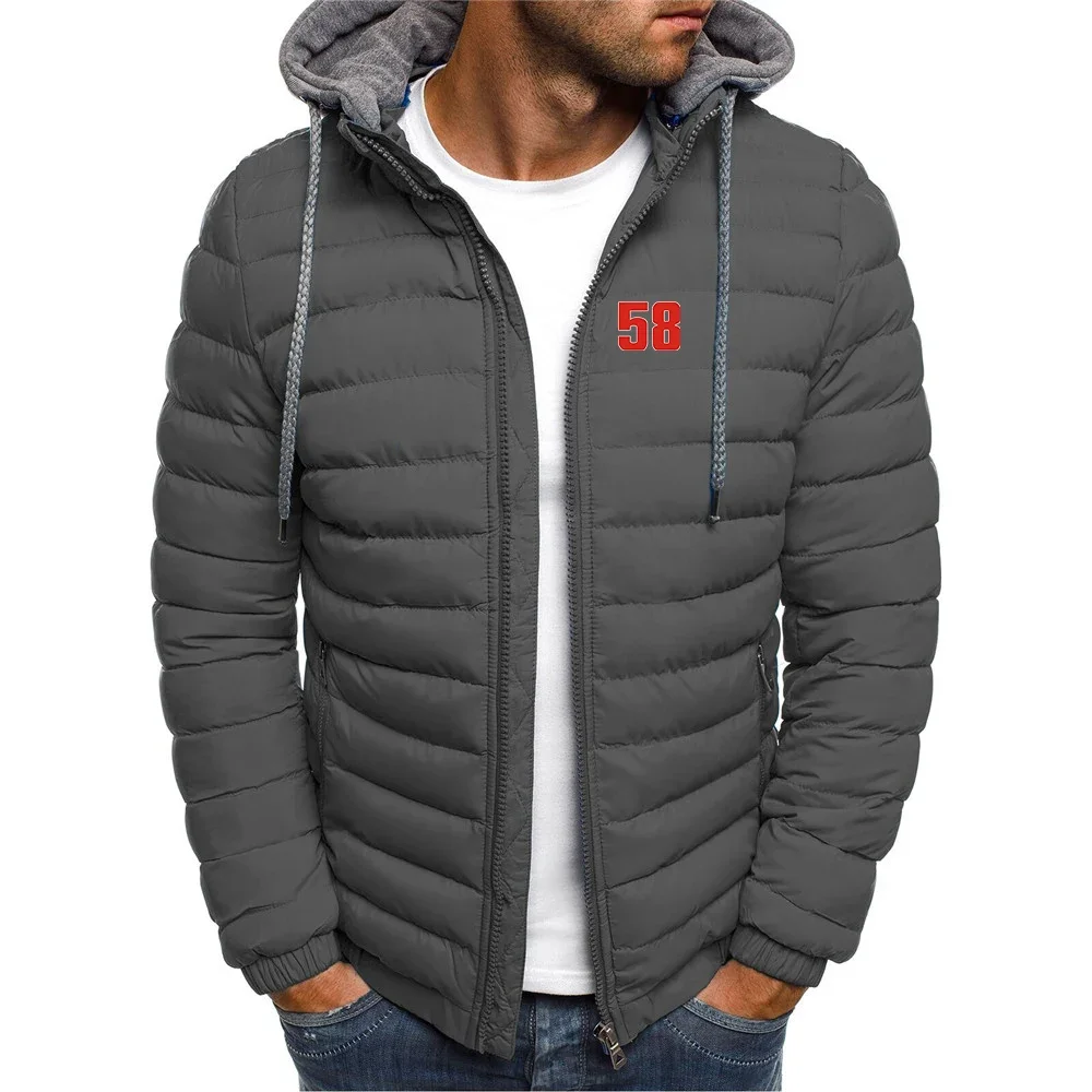 58 Super Sic Marco Simoncelli Men New Autumn Winter Printing Hot Sale Seven Color Hooded Cotton-padded Clothes Coats