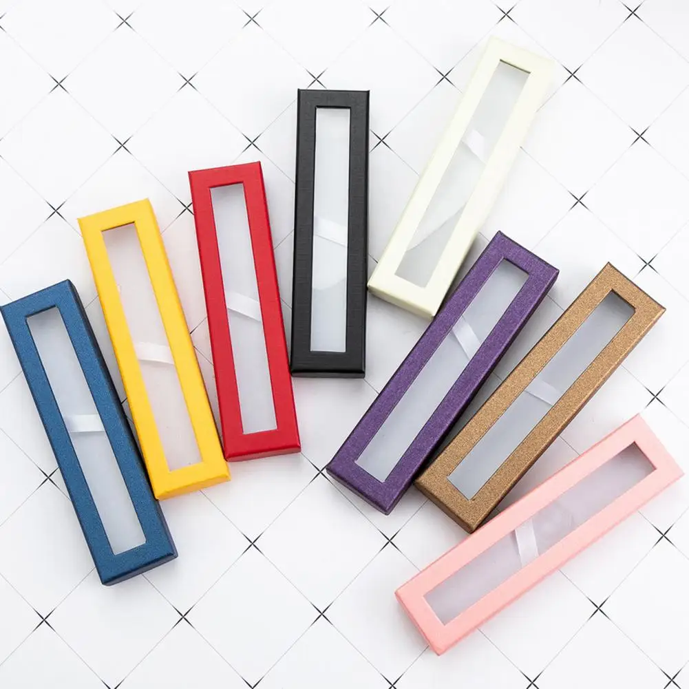 Pencil Case Transparent Window Business Office Paper Gift Pen Box Case Cardboard Pen Box Pen Wrapping Supplies Caixa De Lápis