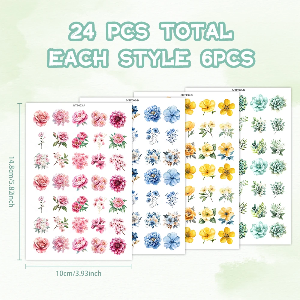 

High-Definition Floral Water Transfer Paper Set - Easy-to-Use for Polymer Clay Jewelry Making