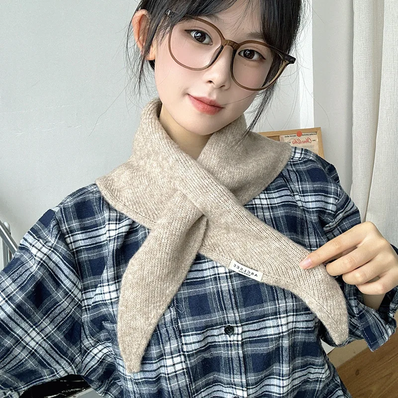 

New Windproof Neck Warmer Warm Triangular Knitted Scarf Knitted Coldproof Shawl Autumn and Winter