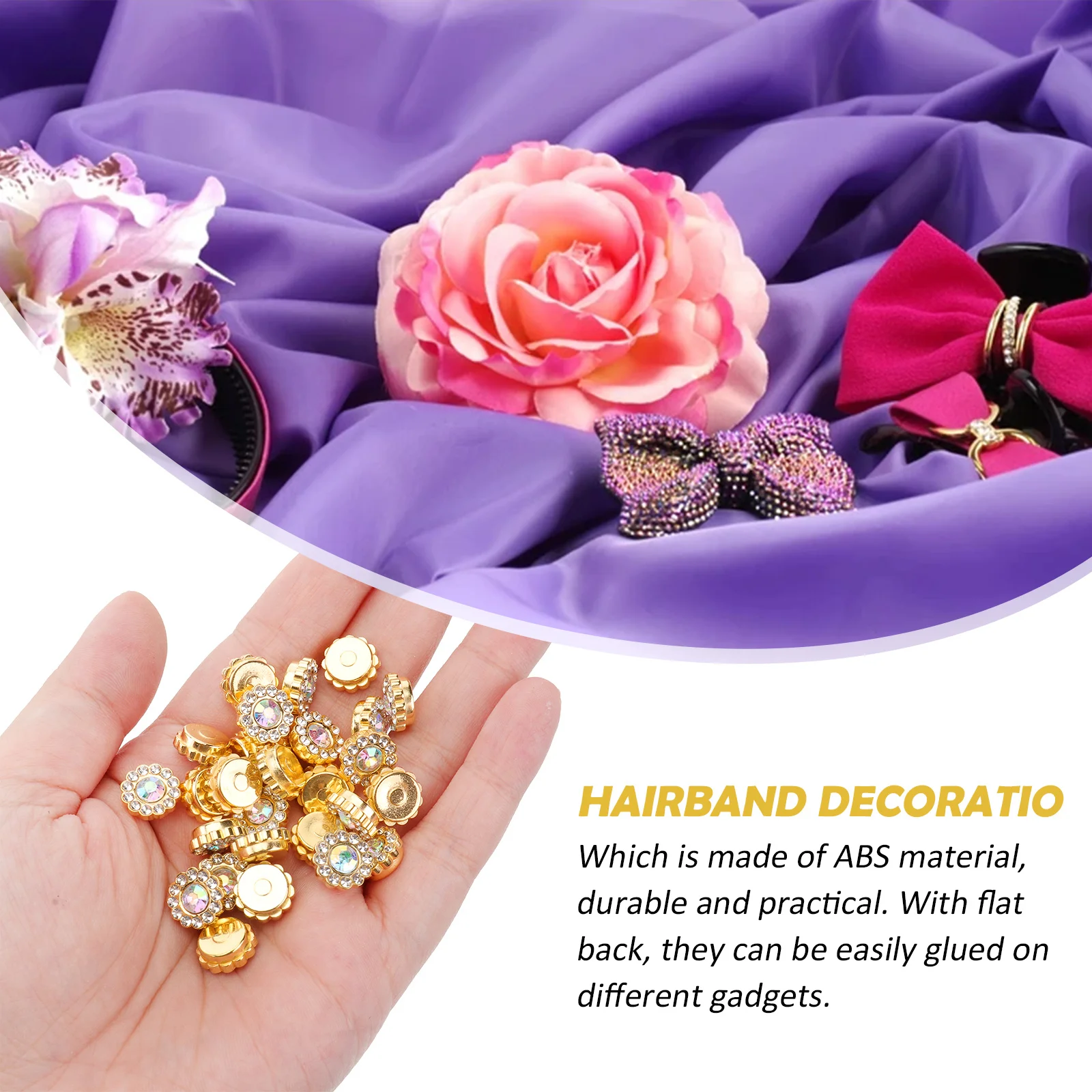 

50pcs Pearl Flower Disc Accessories Abs Flat Back Craft Embellishments For Diy Hairband Bag Gift Wrap Decoration White