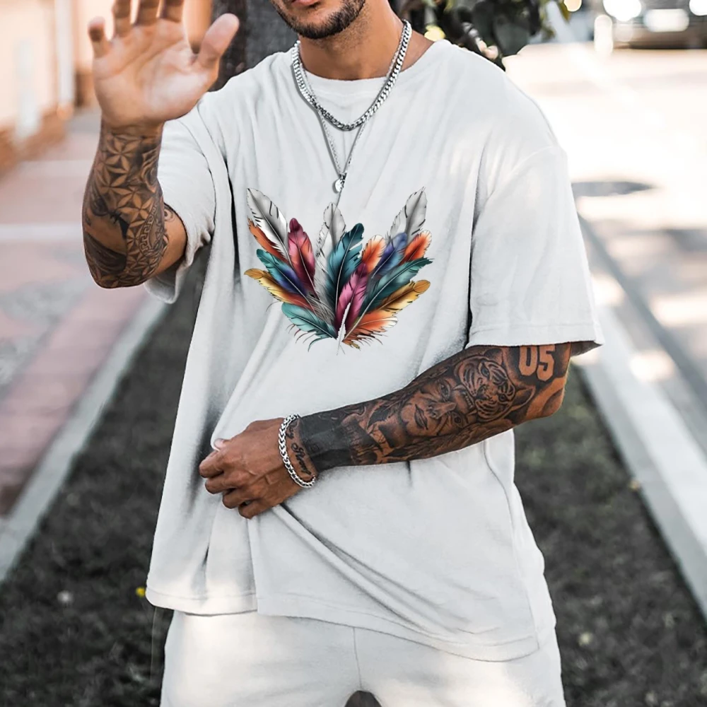 

European And American Street Style Pure Cotton Oversize Short-sleeve Unique Pattern Print Summer Unisex Loose Versatile Top