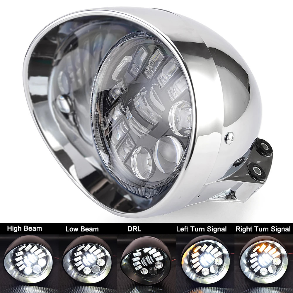 Motorcycle LED Bullet Headlight For Yamaha Honda Suzuki Kawasaki American or metric choppers  custom applications