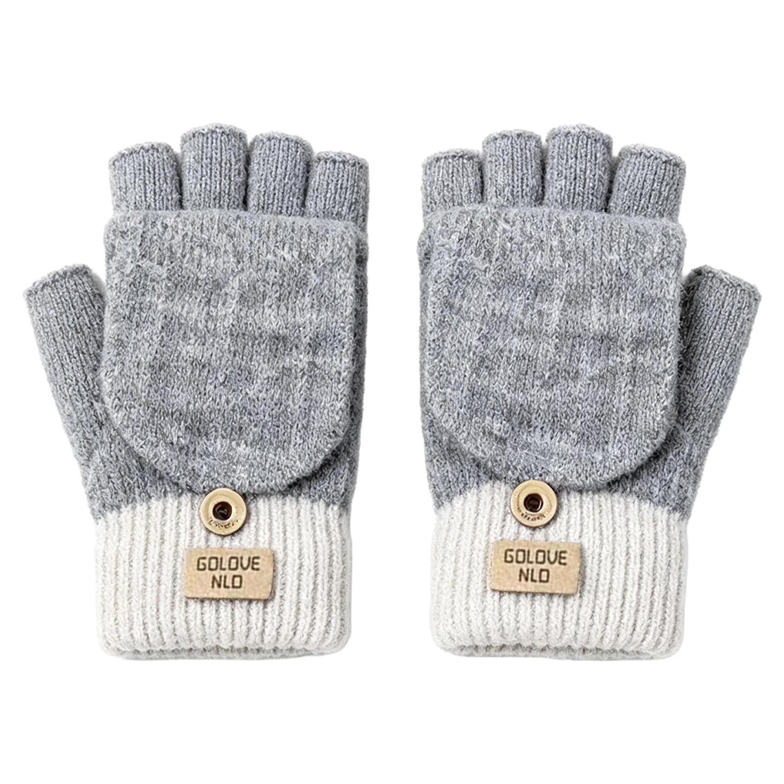 Warm Alpaca Wool Gloves Convertible Flip Top for Winter Cycling Driving Commuting Thermal Non Slip Knit Hand Warmers