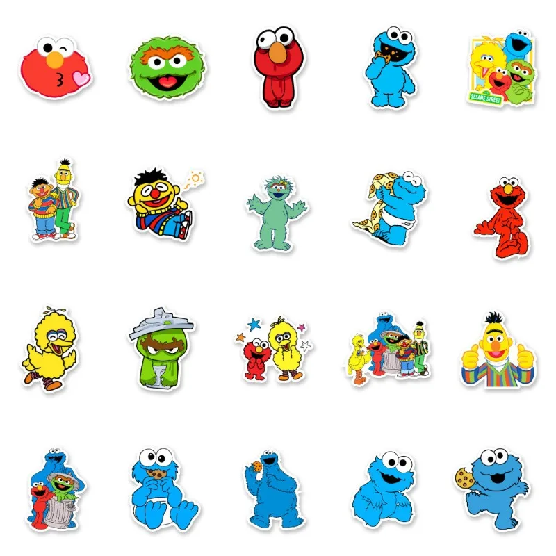 50 Stück / Set Niedliche Sesamstraßen-Aufkleber, nicht wiederholend, wasserfeste Aufkleber für Kinder, Partygeschenke, Geschenkdekoration – Detail 4