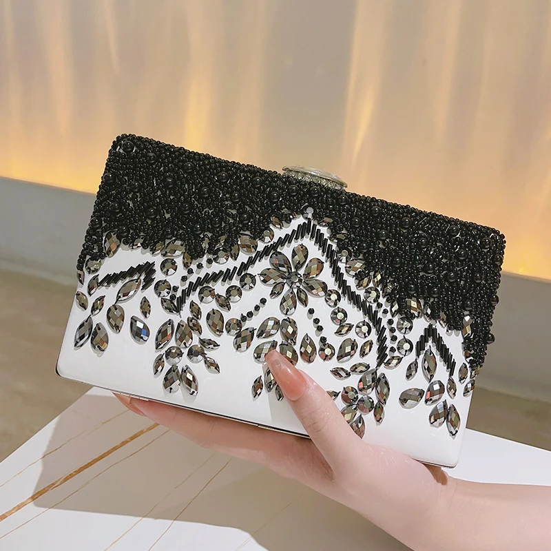 Beaded Rhinestone Evening Bag Vintage and Elegant Box Clutch Purse Women\'s Wedding Handbags For Party Prom