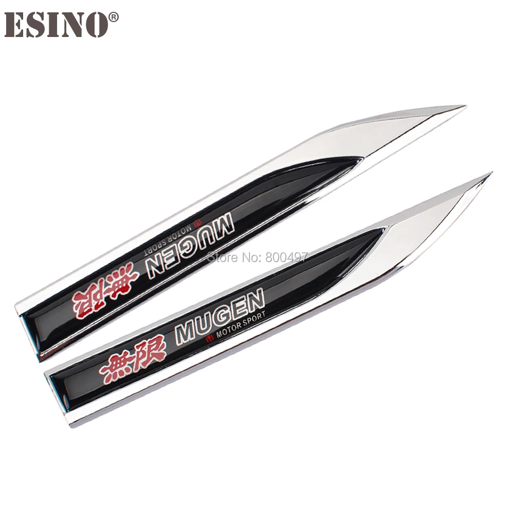 2 x Car Styling 3D Body Fender Side Metal Chrome Zinc Alloy Knife Side Emblems Badges Car Accessories For Mugen Power