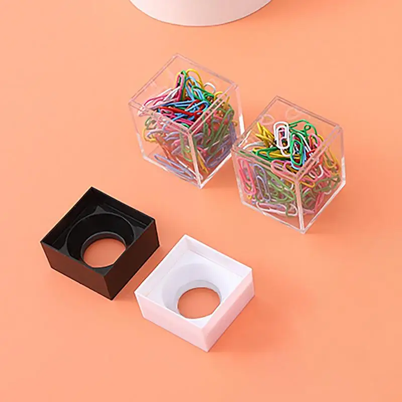 1Pc Office Fridge Square Macaron Color Magnetic Paper Clip Storage Bucket Clips Holder for Desk Paperclip Container Dispenser ﻿