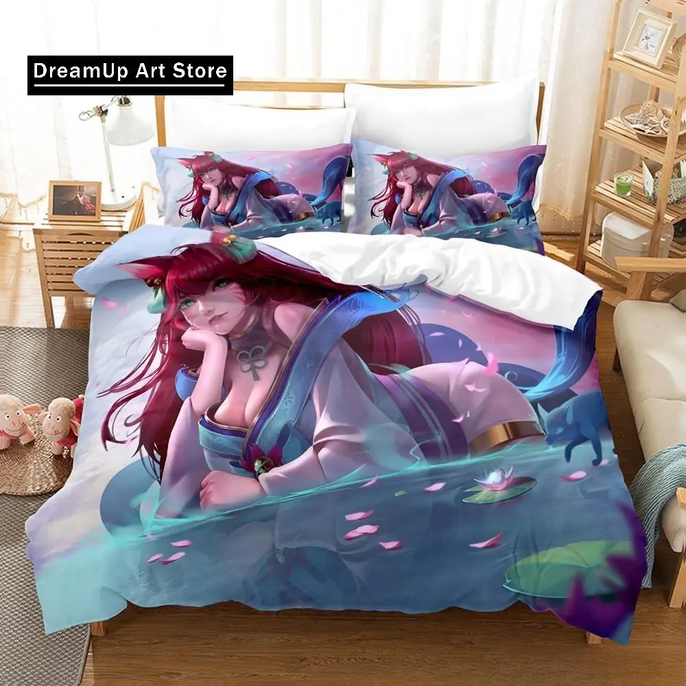 League of Legends Spirit Blossom Ahri Bedding Set Single Twin Full Queen King Size Bed Set Adult Kid Bedroom Duvet cover Sets