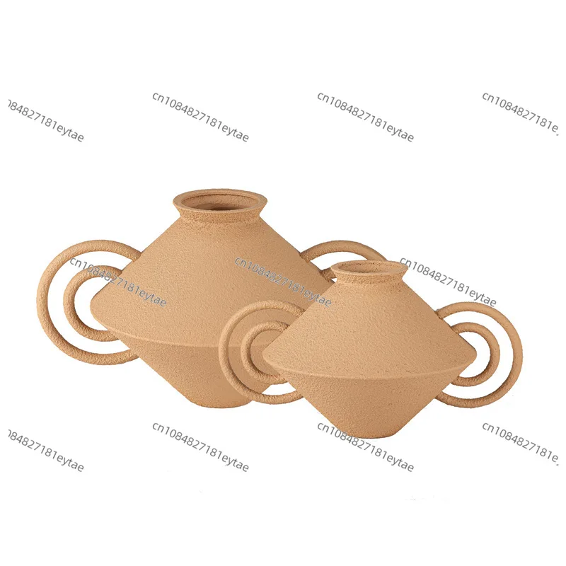 Creative binaural shape vase dried flower device, wabi sandy wind modern simple Nordic study  ornament