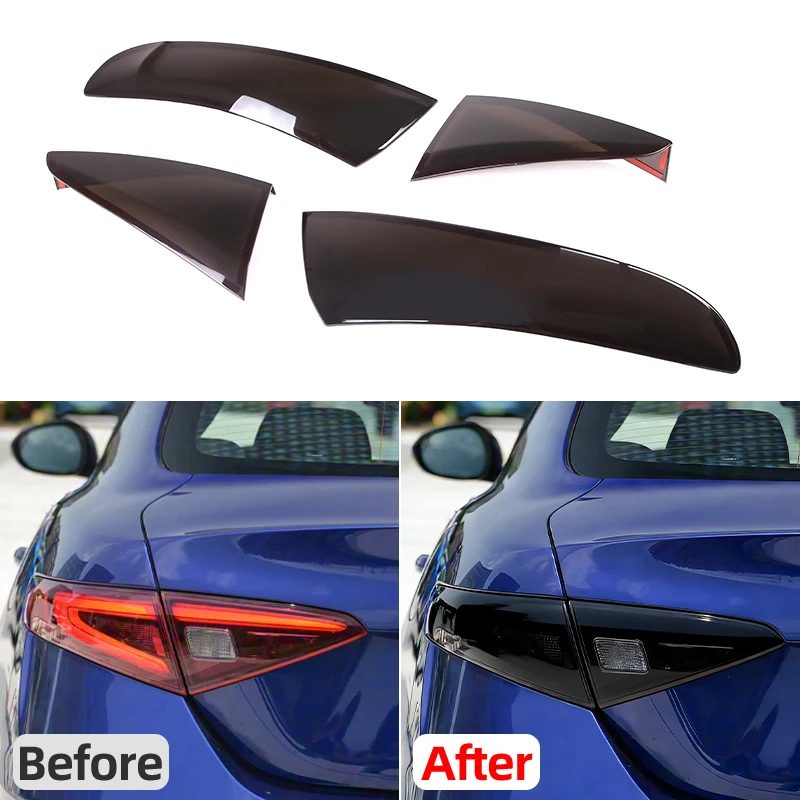 

Для Alfa Romeo Giulia 2017-2022: Прозрачно-серая накладка из АБС-пластика на задний фонарь, декоративная накладка на задний фонарь, автоаксессуары