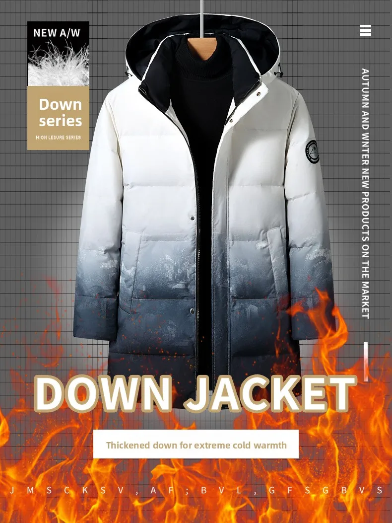 الفاخرة الرجال الشتاء وسادات مبطنة رجل أسفل معاطف سترة بيضاء أوزة أسفل سترة الملابس مقنعين طويلة الحشو سترة منتفخة HXY299