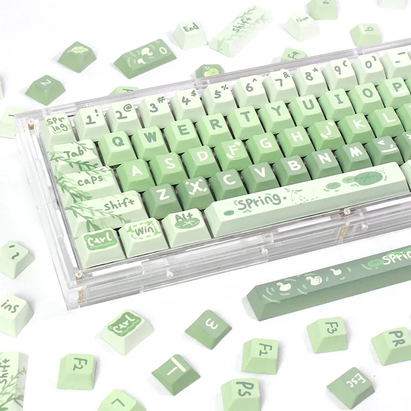 

Green Spring outing theme Original height 129-key PBT sublimation Personality adaptation Mechanical keyboard cap