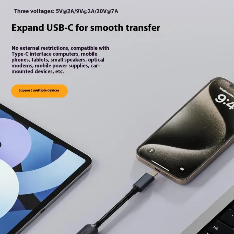 1 قطعة كابل شحن سريع لماك بوك هواوي 140 واط محمول عالمي 5 فولت 9 فولت 20 فولت تيار مستمر أنثى إلى USB C نوع C PD محول الطاقة محول