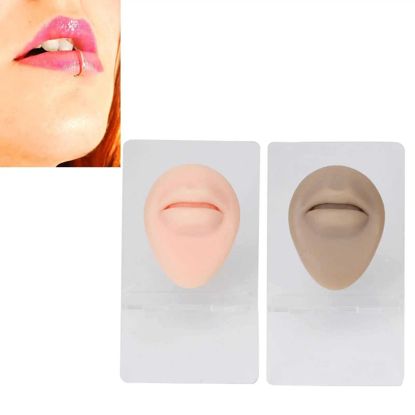 Soft Silicone Lip Piercing Model for Beauty Salon Display - Convenient, Reusable, Elastic & Practical