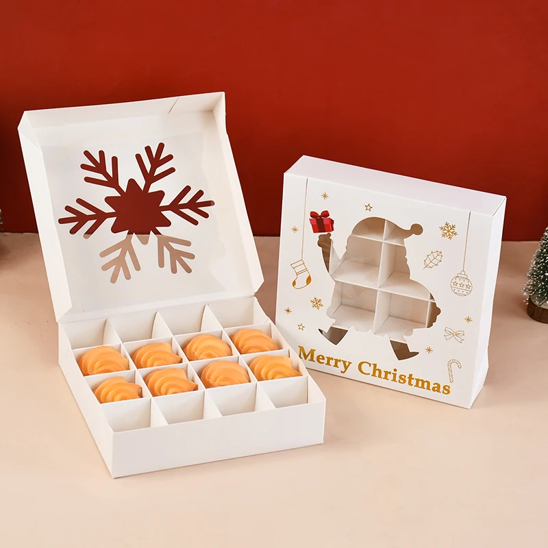 

Christmas Cookie Box With Window Santa Claus Biscuit Gift Packaging Boxes Merry Xmas Decorations For Home Navidad New Year 2025