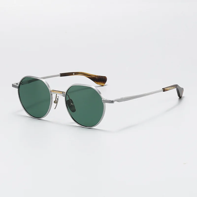 

Солнцезащитные очки с градиентом UV400 для мужчин и женщин, модные солнечные аксессуары в стиле ретро, овальной и зеленой титановой оправе, в стиле панк, повседневные, для путешествий