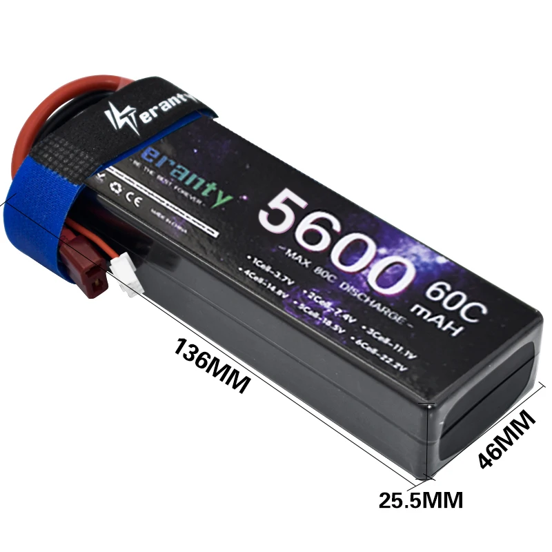 TERANTY 2s 7.4 فولت 5600 مللي أمبير 60C يبو بطارية غطاء واقٍ مزخرف لهاتف آيفون متوافق مع RC سيارة Losi TR مائل عربات التي تجرها الدواب مع بطارية T XT60 XT90 TAMIYA 7.4 فولت