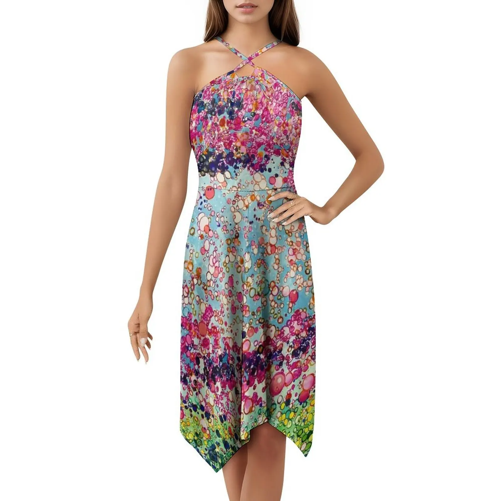 فستان بوهيمي عتيق من أزهار الكرز بأكمام منتفخة أو خيارات بدون أكمام للنساء ملابس نسائية #5