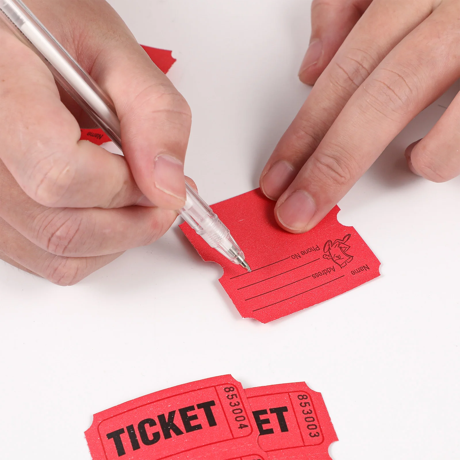 Lottery Ticket Tickets for Events Bulk Labels General Raffle Coated Paper Red Concert