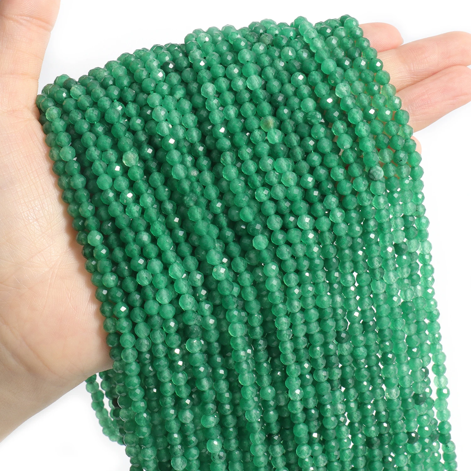 Natural Faceted Green Aventurine Stone Beads 2/3/4mm Loose Beads For Charms Jewelry Making Tiny Beadwork DIY Bracelet Accessory